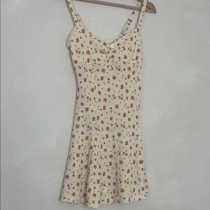 Floral Cream and Red Women's Dress